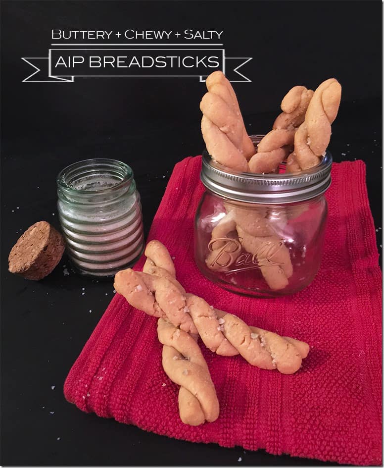 Buttery and Chewy and Salty AIP Friendly Breadsticks