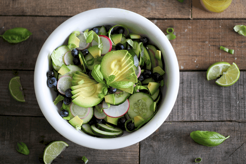 Avocado, Blueberry, Cucumber Salad