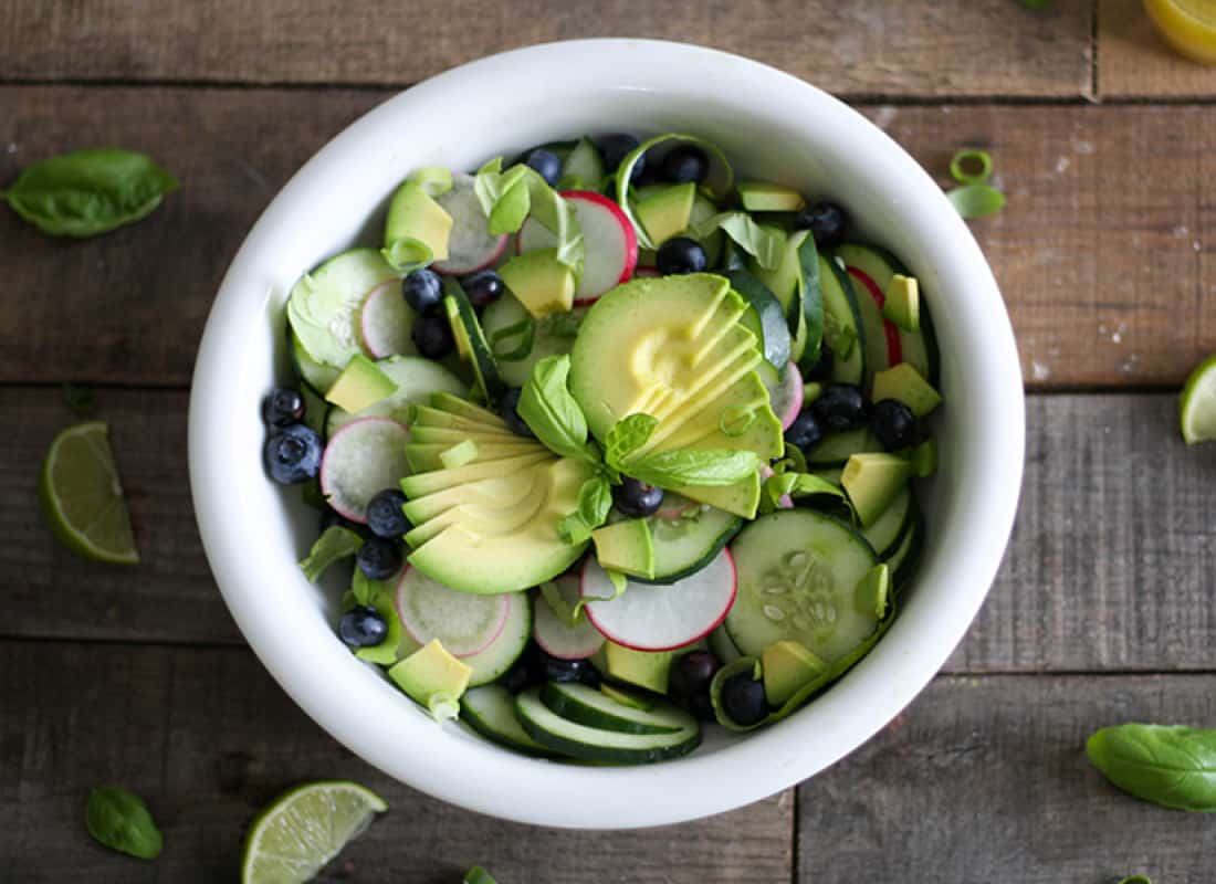 Get the recipe for this healthy Cucumber Avocado Salad