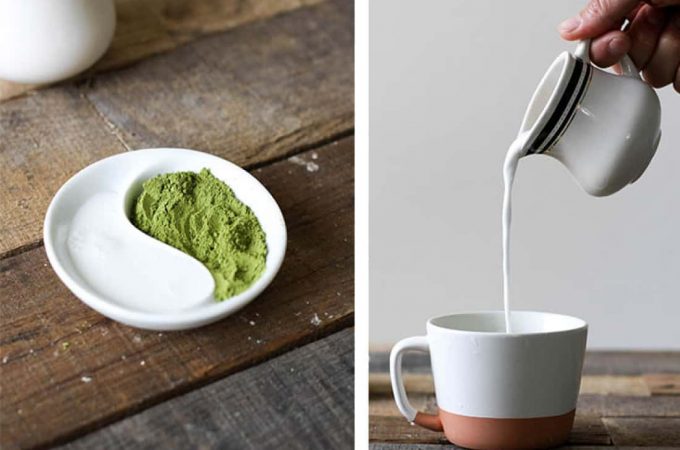 Get the recipe for this dairy free, AIP friendly Matcha Tea Latte.