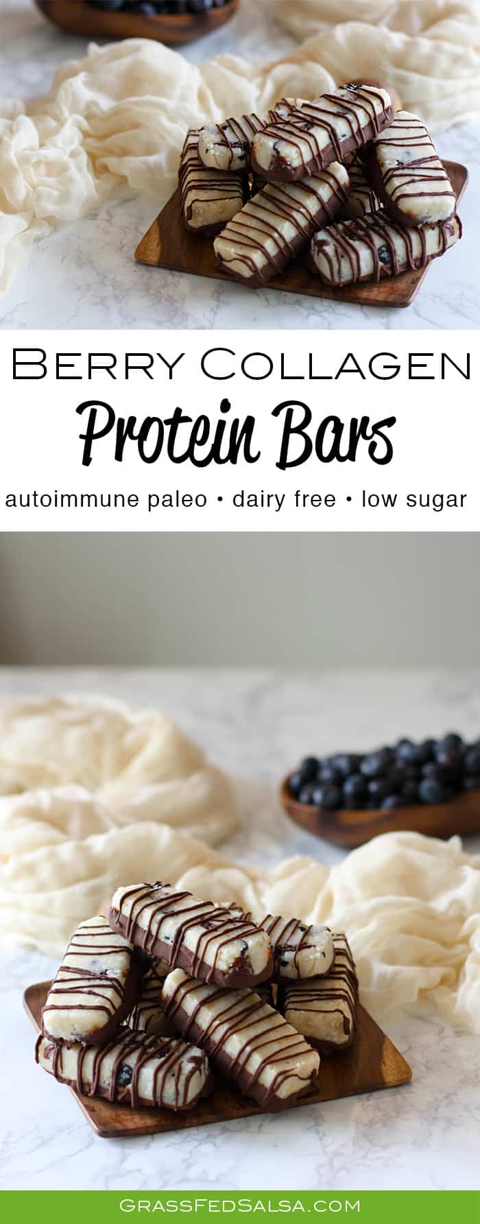 Berry Collagen Protein Breakfast Bars. The recipe is gluten free, egg free, nut free, refined sugar free, dairy free, grain free, and AIP. Get the full recipe here.