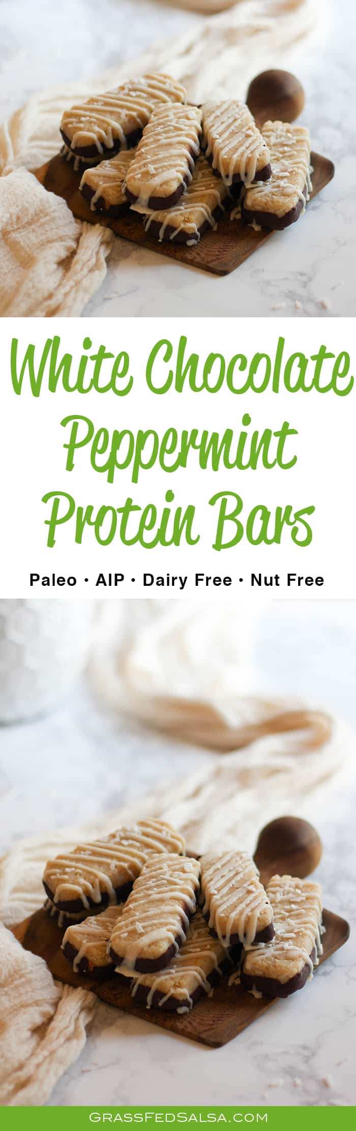 This White Chocolate Mint Collagen Protein Bar recipe is both Paleo and Autoimmune Protocol (AIP) compliant. A healthy addition to your holiday breakfast routine!