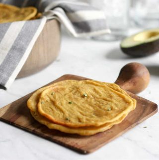 These Plantain Tortillas have only 4 ingredients and are quick and easy to make - no rolling or flipping on a skillet! They are pliable and puffy, and while they taste amazing, they're also #AIP, #Paleo, #Whole30, and #glutenfree!